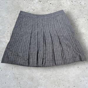 NWT Odille Antro Gray‎ Wool Blend Houndstooth Pleated Skirt Size 12 Women's